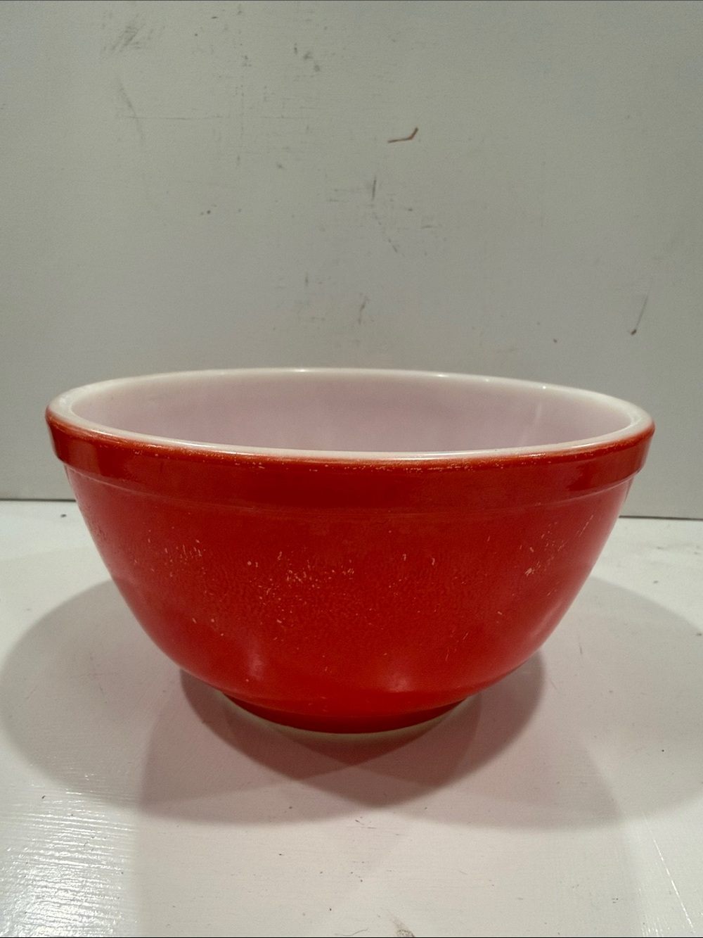 PYREX 1.5 Quarts Bright Red Ceramic Mixing Bowl - Vintage